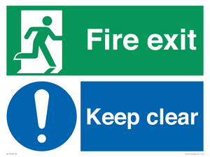 Fire exit Keep clear dual sign